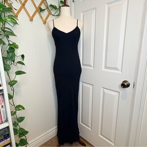 REFORMATION Black Spaghetti Strap V Neck Maxi Dress
